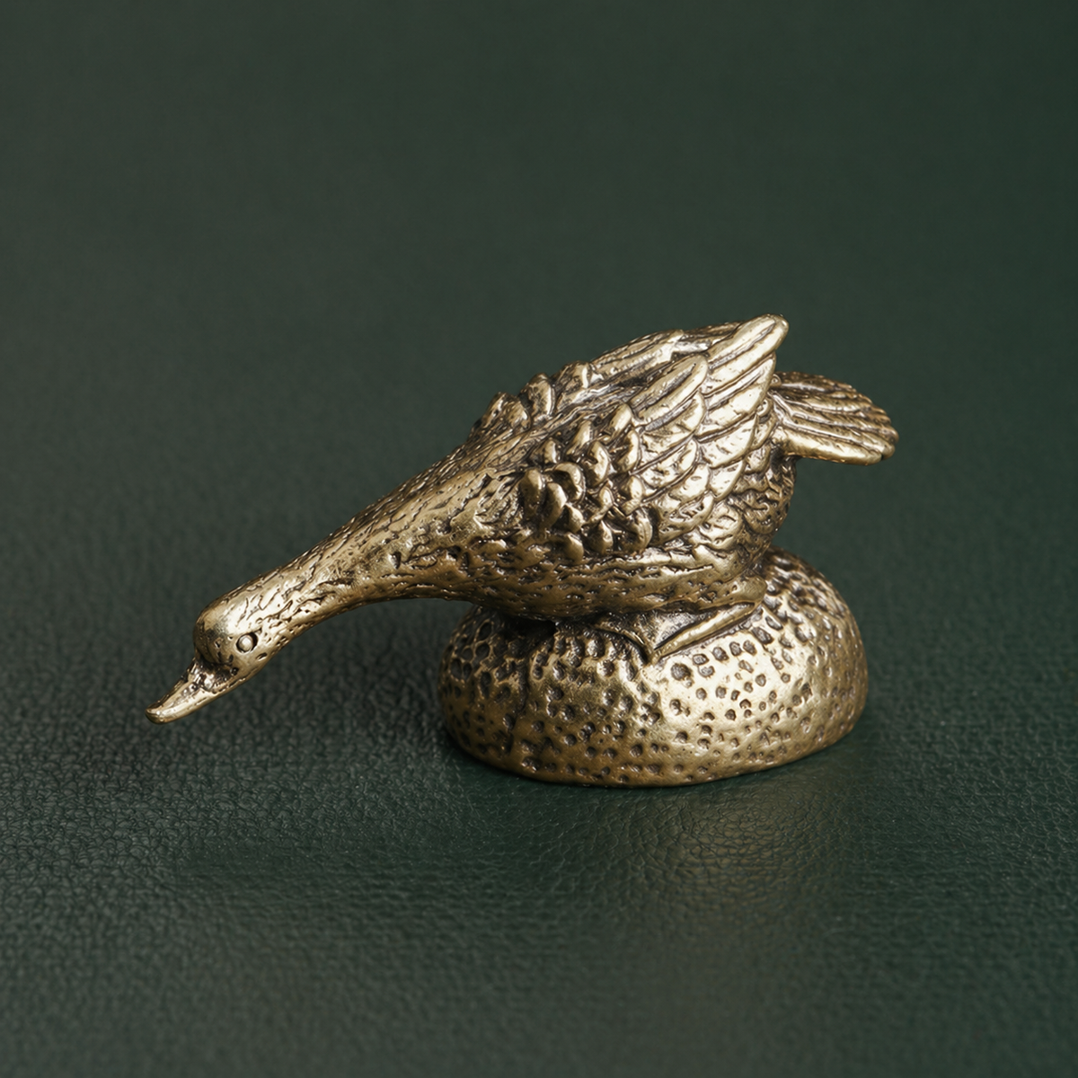Antique Brass Goose in Pursuit Figurine