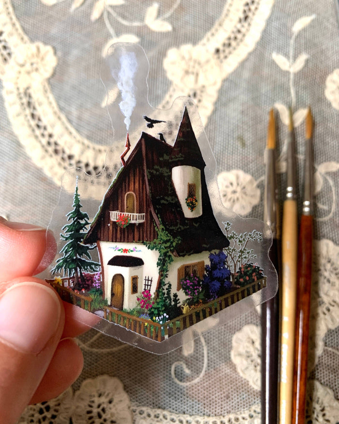 Woodland Cottage Clear Vinyl Sticker
