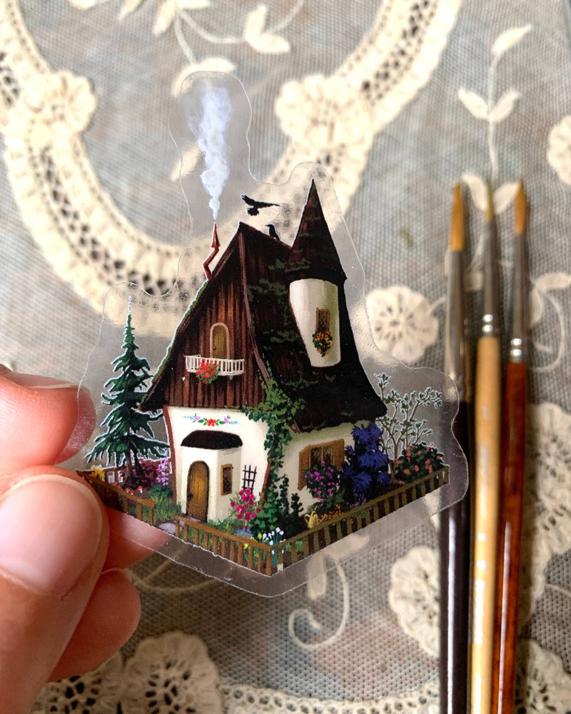 Woodland Cottage Clear Vinyl Sticker