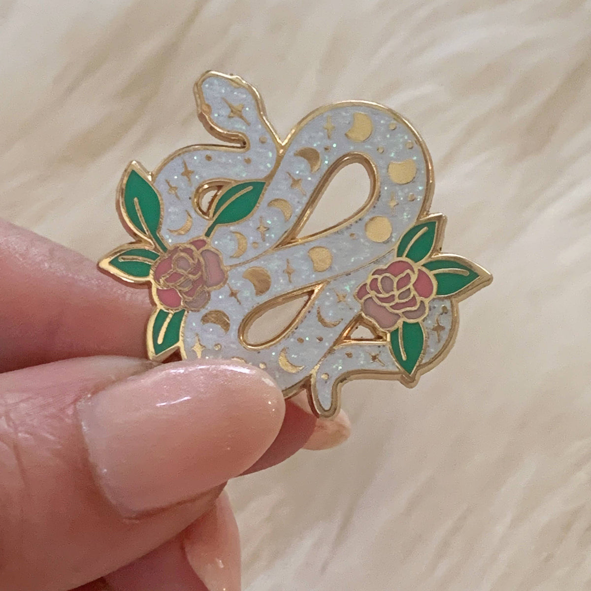 Snake & Flowers Embroidered Patch