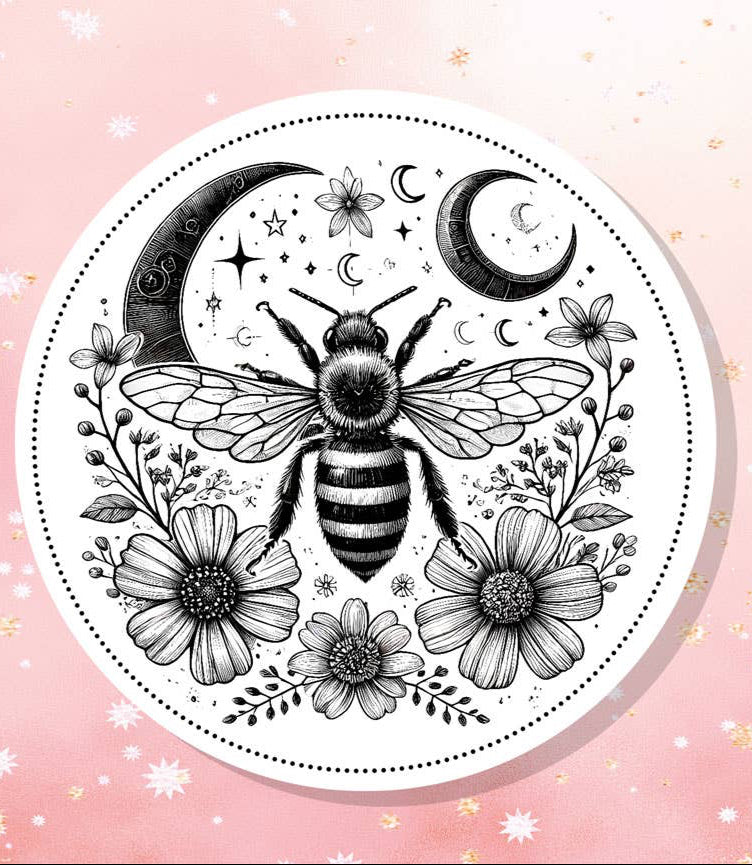 Cosmic Pollinator Honeybee & Moon Vinyl Sticker