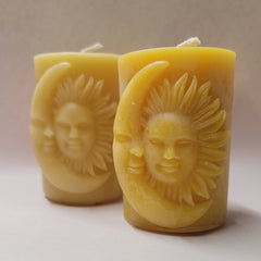 Celestial Sun and Moon Pillar Beeswax Candle