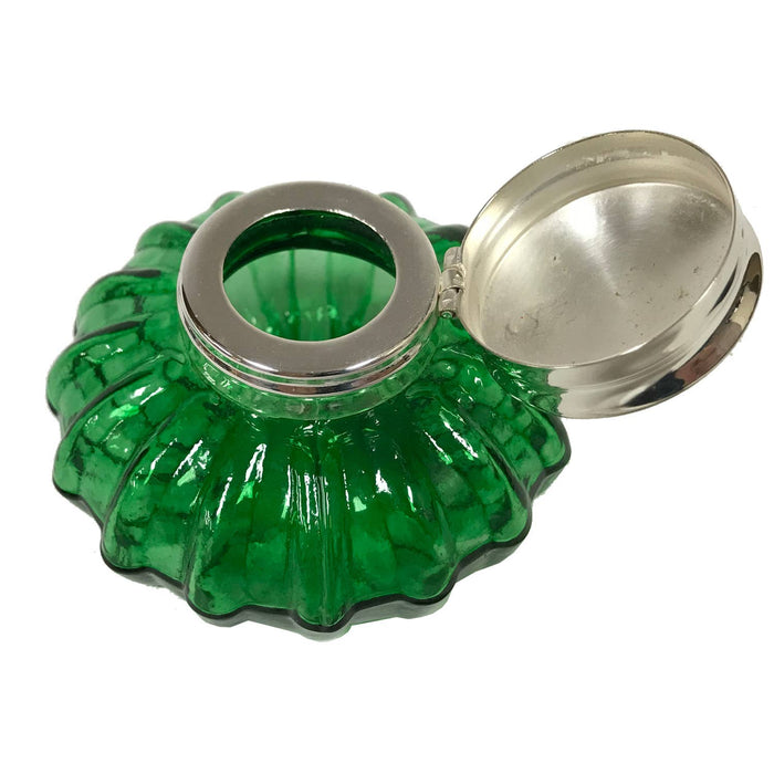 Vintage-Style Green Swirl Glass Inkwell