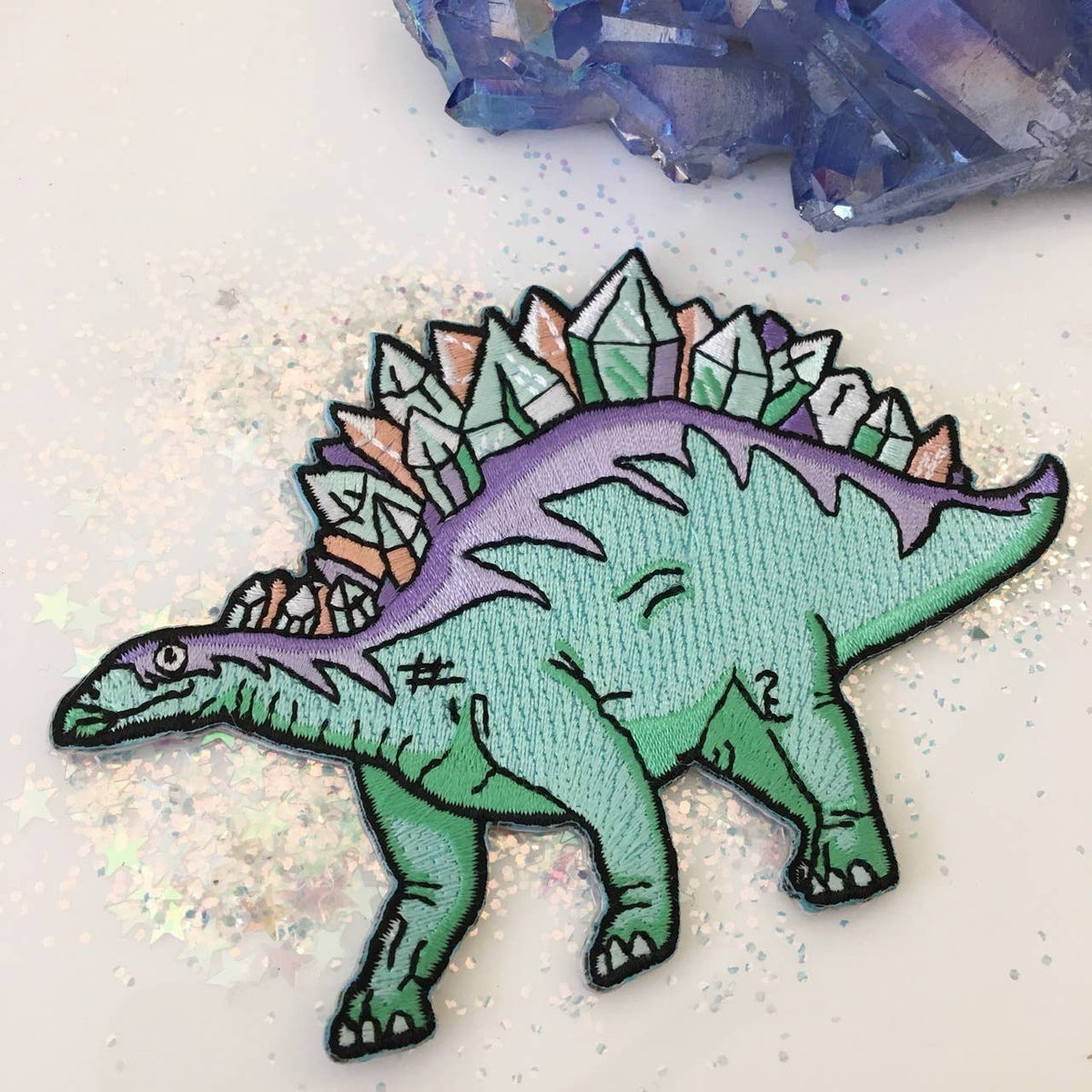 Crystal Stegosaurus Embroidered Patch