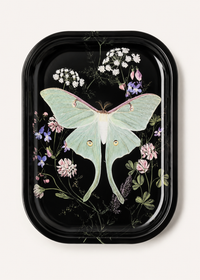 Luna Moth Wildflowers Metal Tray