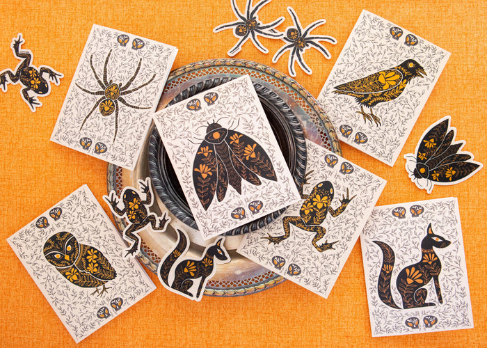 Gold Vines Moth Vinyl Sticker