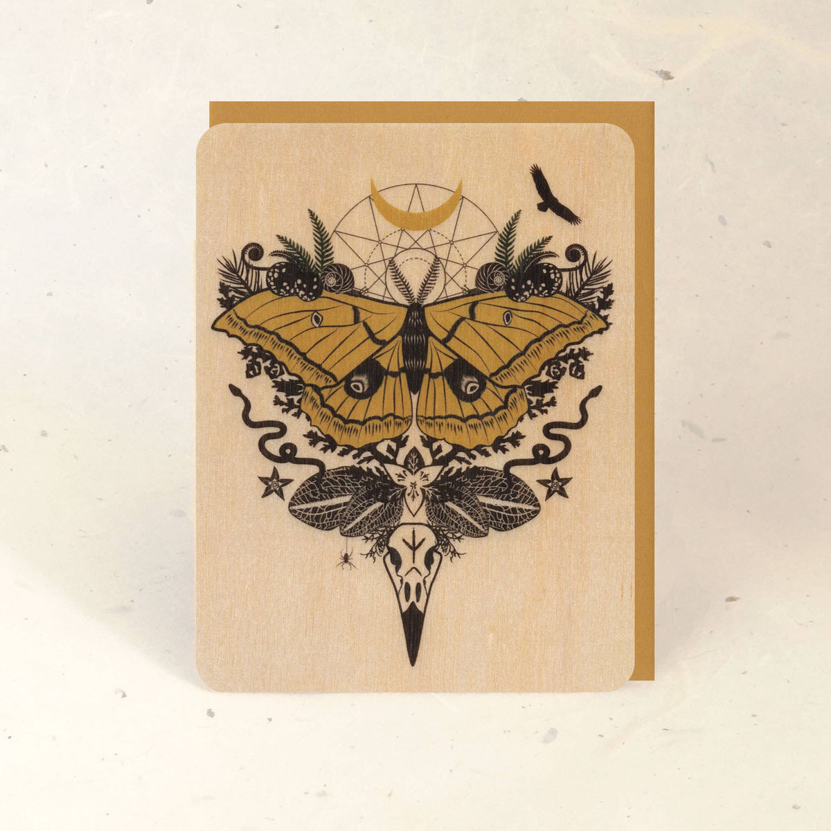 Silk Moth Wood Greeting Card