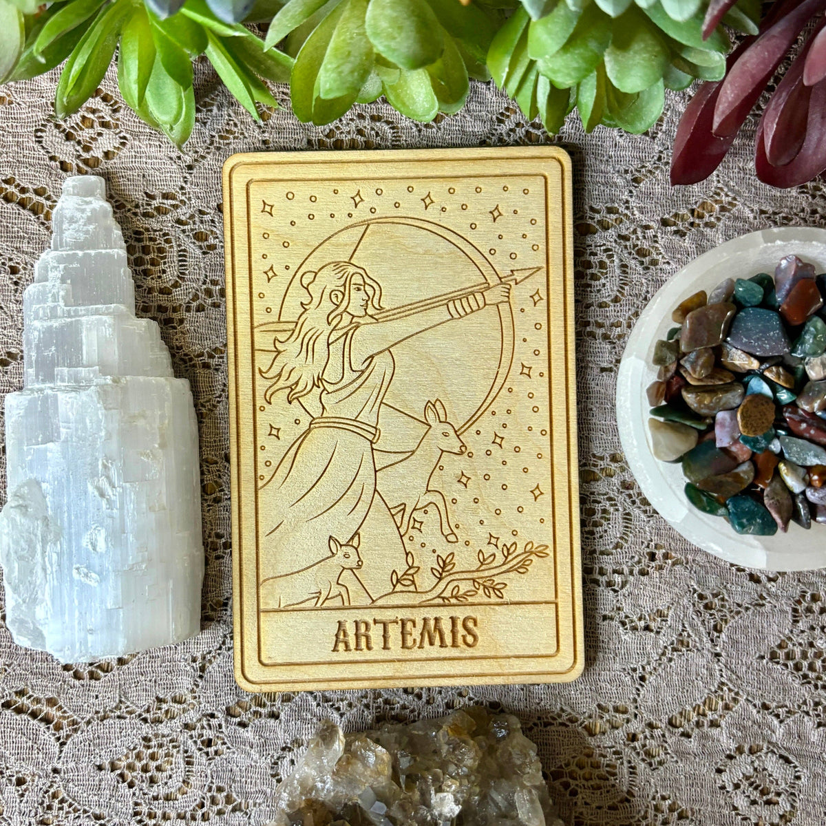 Artemis Deity Card | Altar Decor | Wall Art Shelf Leaner