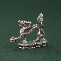 Solid Brass Eastern Dragon with Pearl Figurine