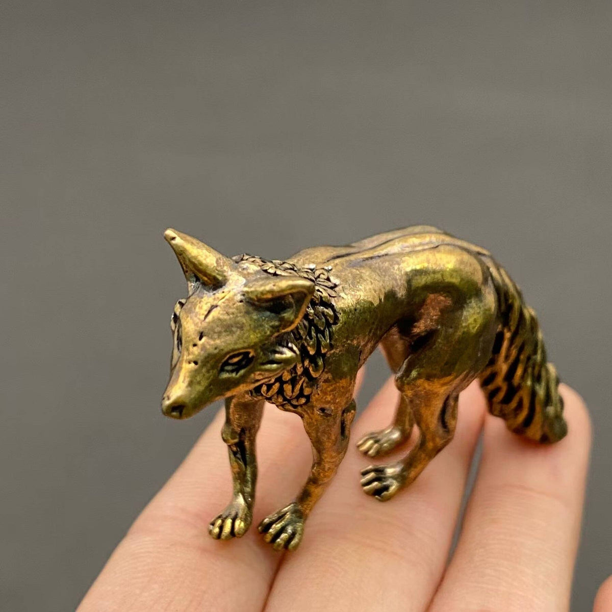 Brass Maned Wolf Figurine