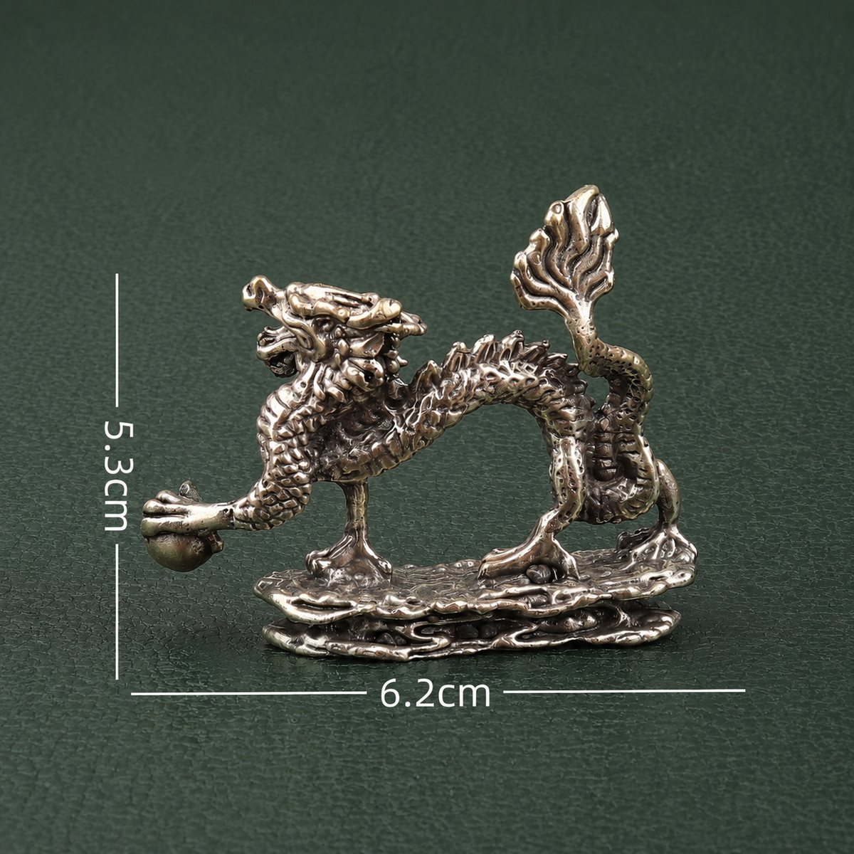 Solid Brass Eastern Dragon with Pearl Figurine