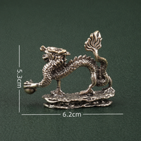 Solid Brass Eastern Dragon with Pearl Figurine