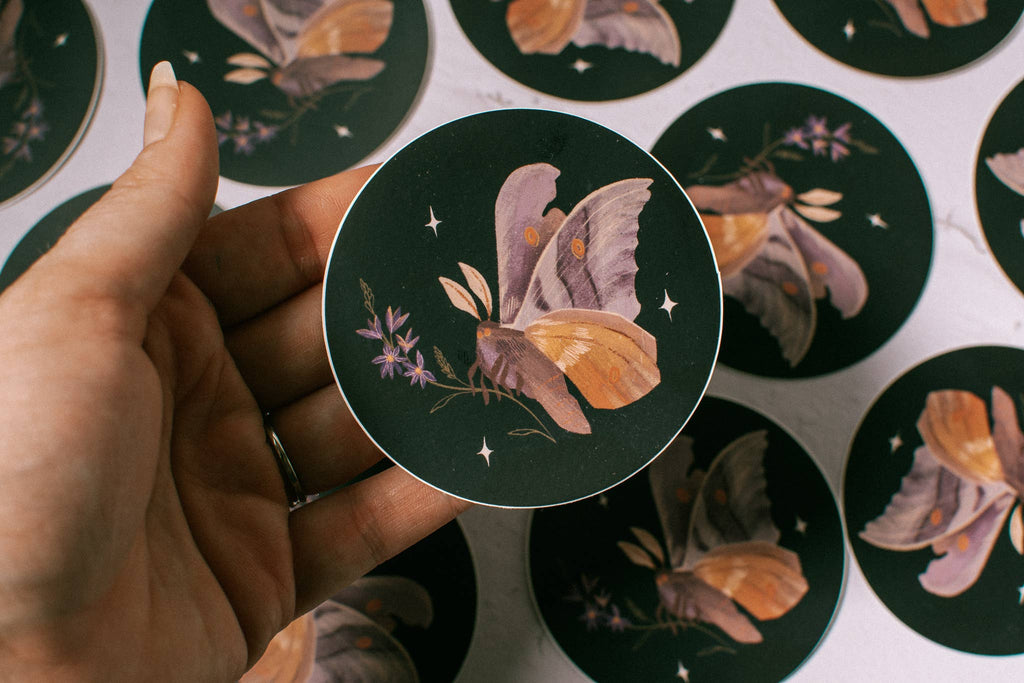 Wildflower Moth Vinyl Sticker
