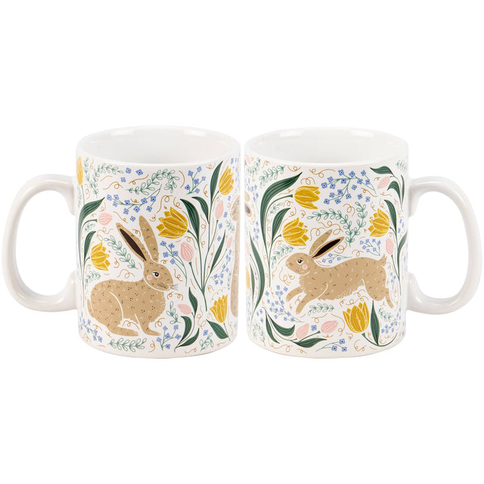 Folk Art Rabbit Stoneware Mug