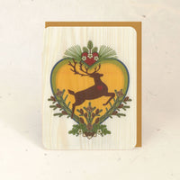 Sun Stag Wood Greeting Card