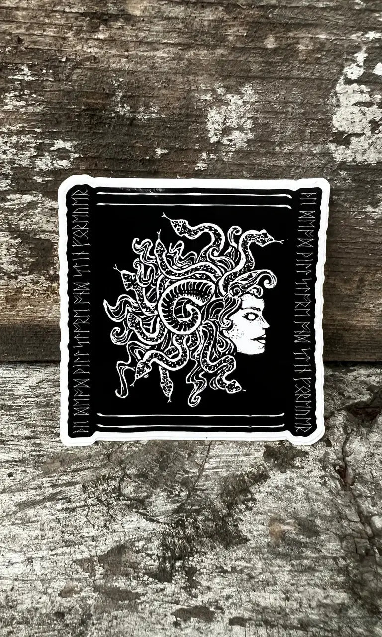 Medusa Vinyl Sticker with Runes