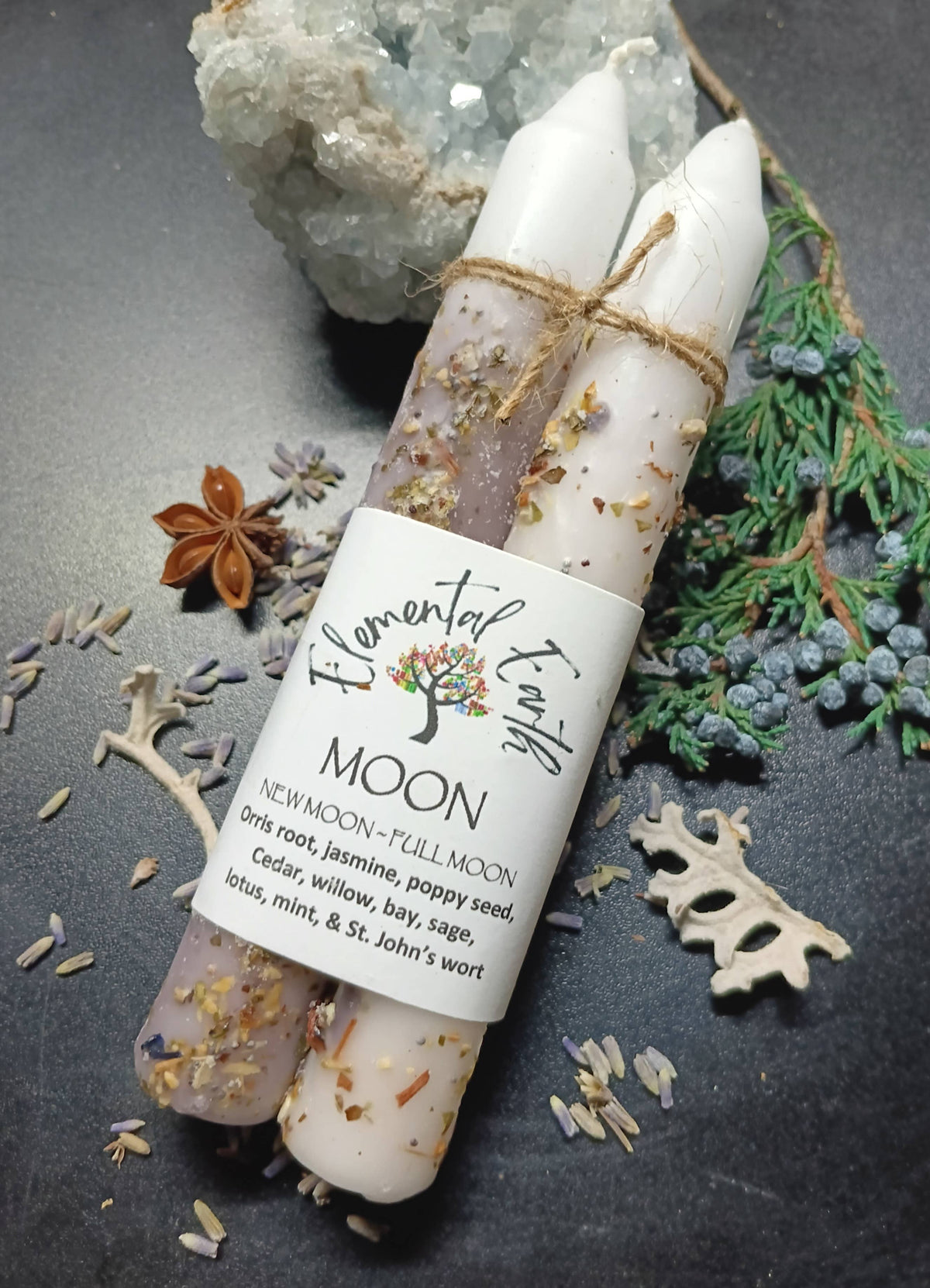 Moon Herbal Ritual Candles | New Moon & Full Moon Pair for Lunar Magic