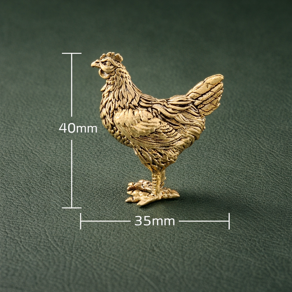 Solid Brass Chicken Figurine