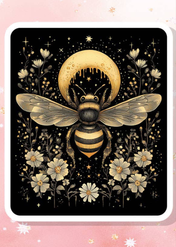 Golden Night Lunar Honeybee Vinyl Sticker