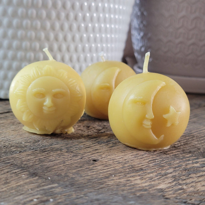Beeswax Celestial Sun and Moon Sphere Candle