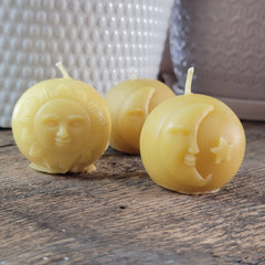 Beeswax Celestial Sun and Moon Sphere Candle