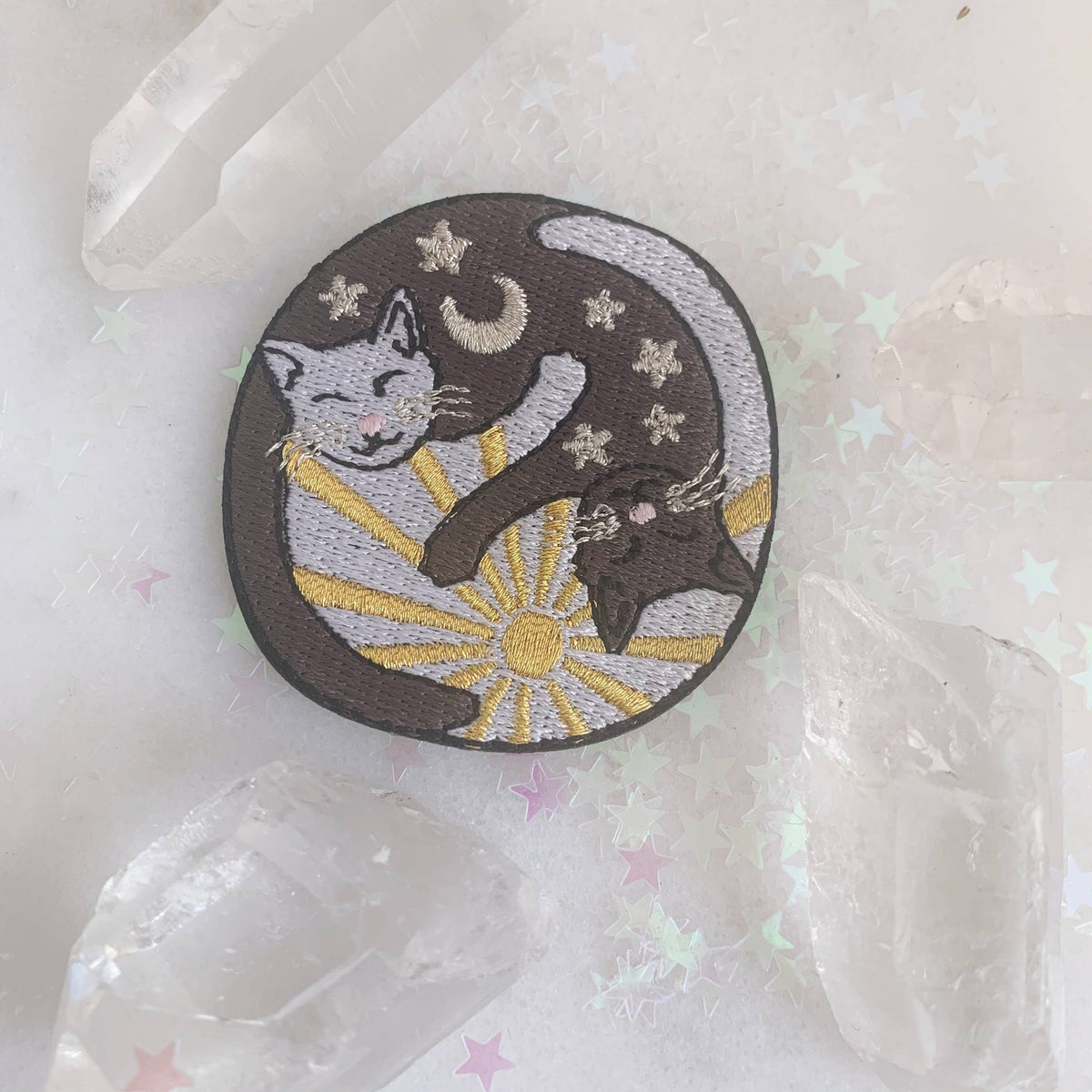 Sun & Moon Cats Embroidered Patch