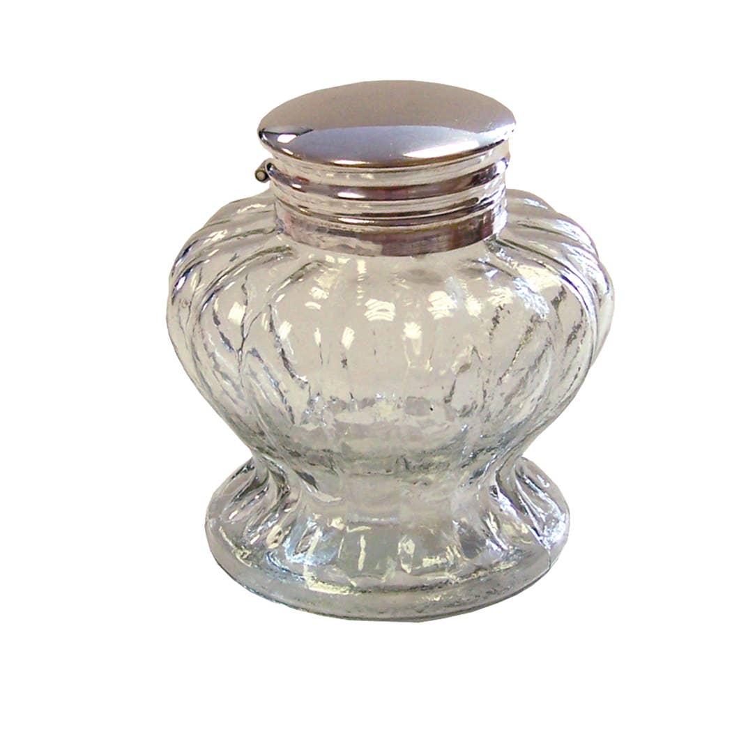 Vintage-Style Clear Swirl Pedestal Inkwell