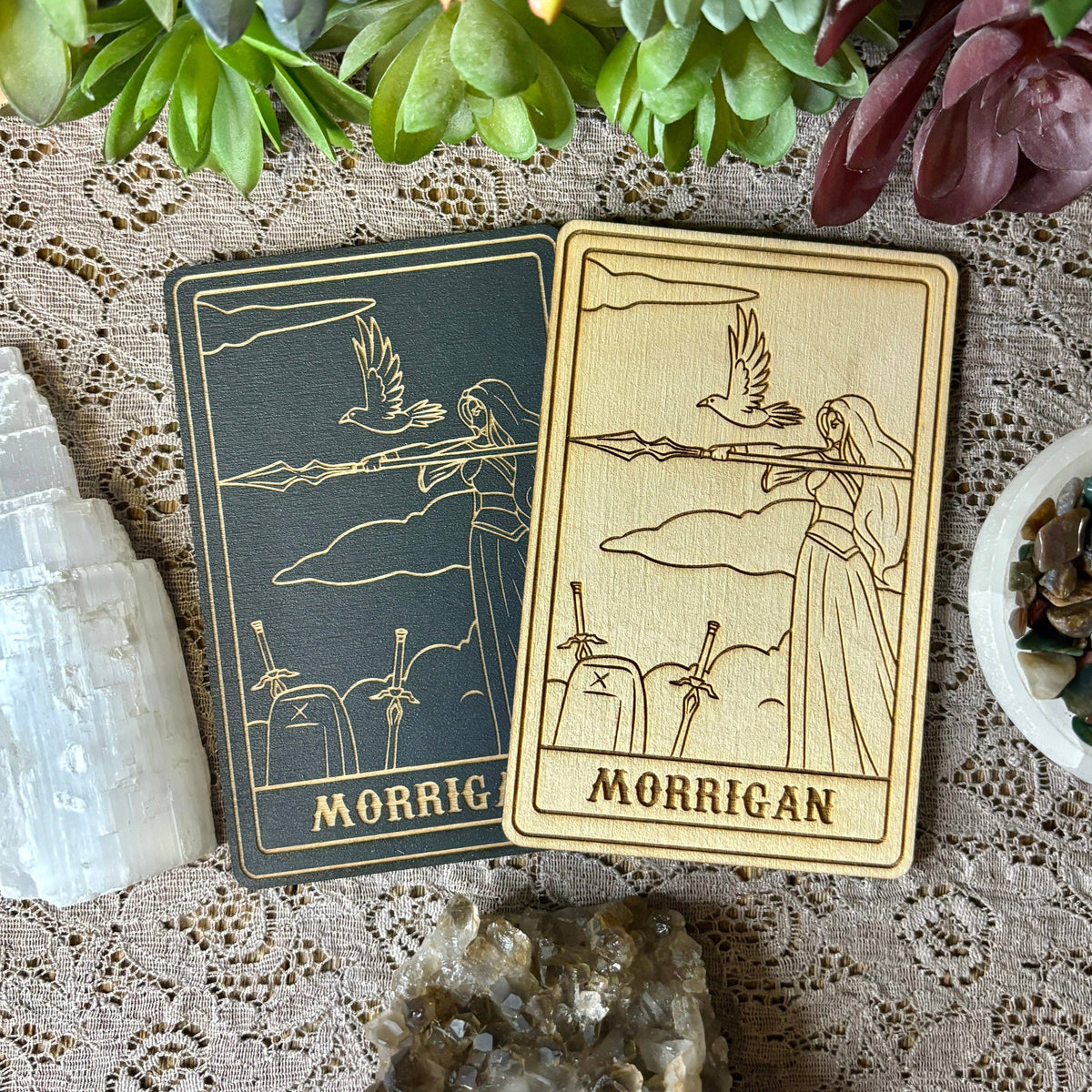 Morrigan Deity Card | Altar Decor | Wall Art | Shelf Leaner