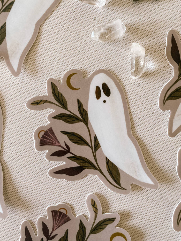 Ghost Moonflower Vinyl Sticker