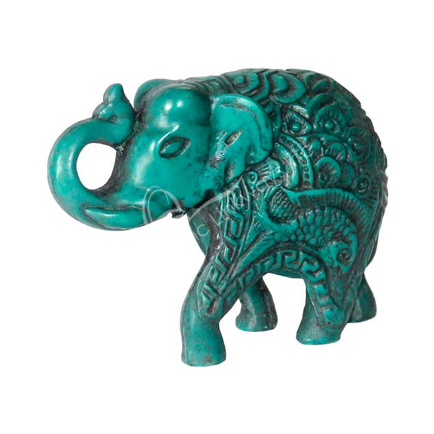 Turquoise Color Miniature Elephant Figurine