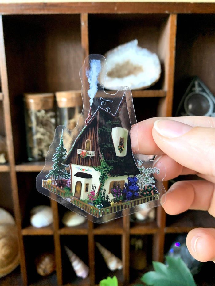 Woodland Cottage Clear Vinyl Sticker