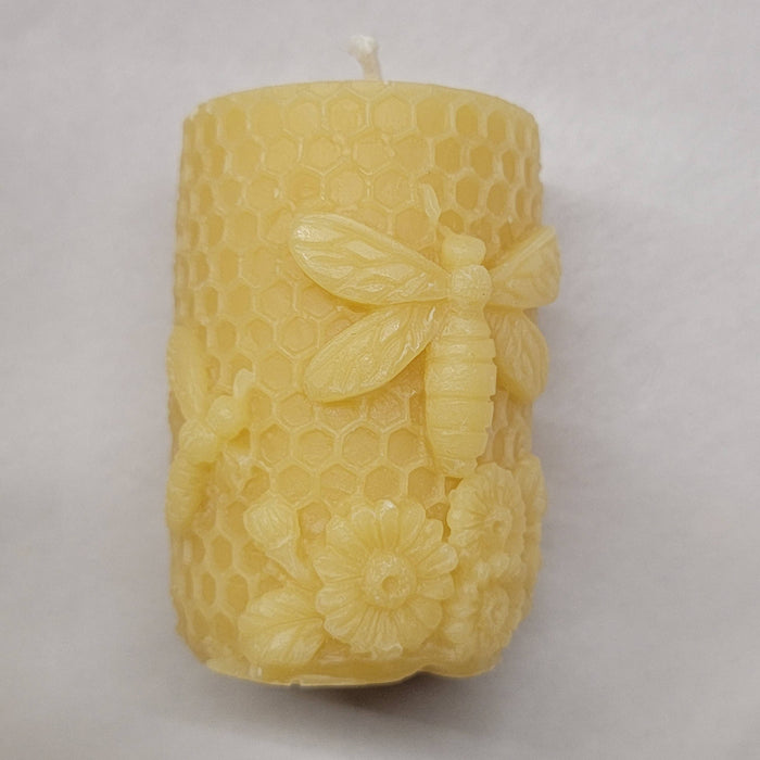 Beeswax Queen Bee in the Garden Pillar Candle
