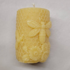 Beeswax Queen Bee in the Garden Pillar Candle