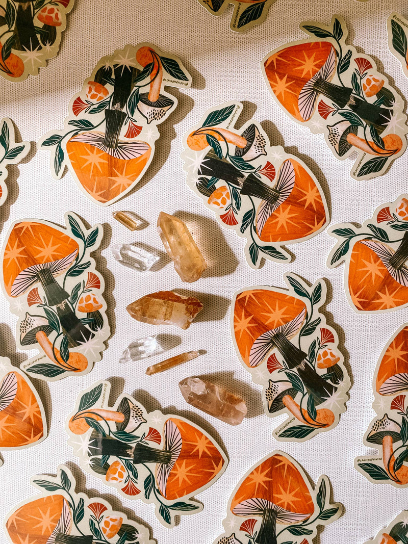 Orange Mushroom Trio Vinyl Sticker