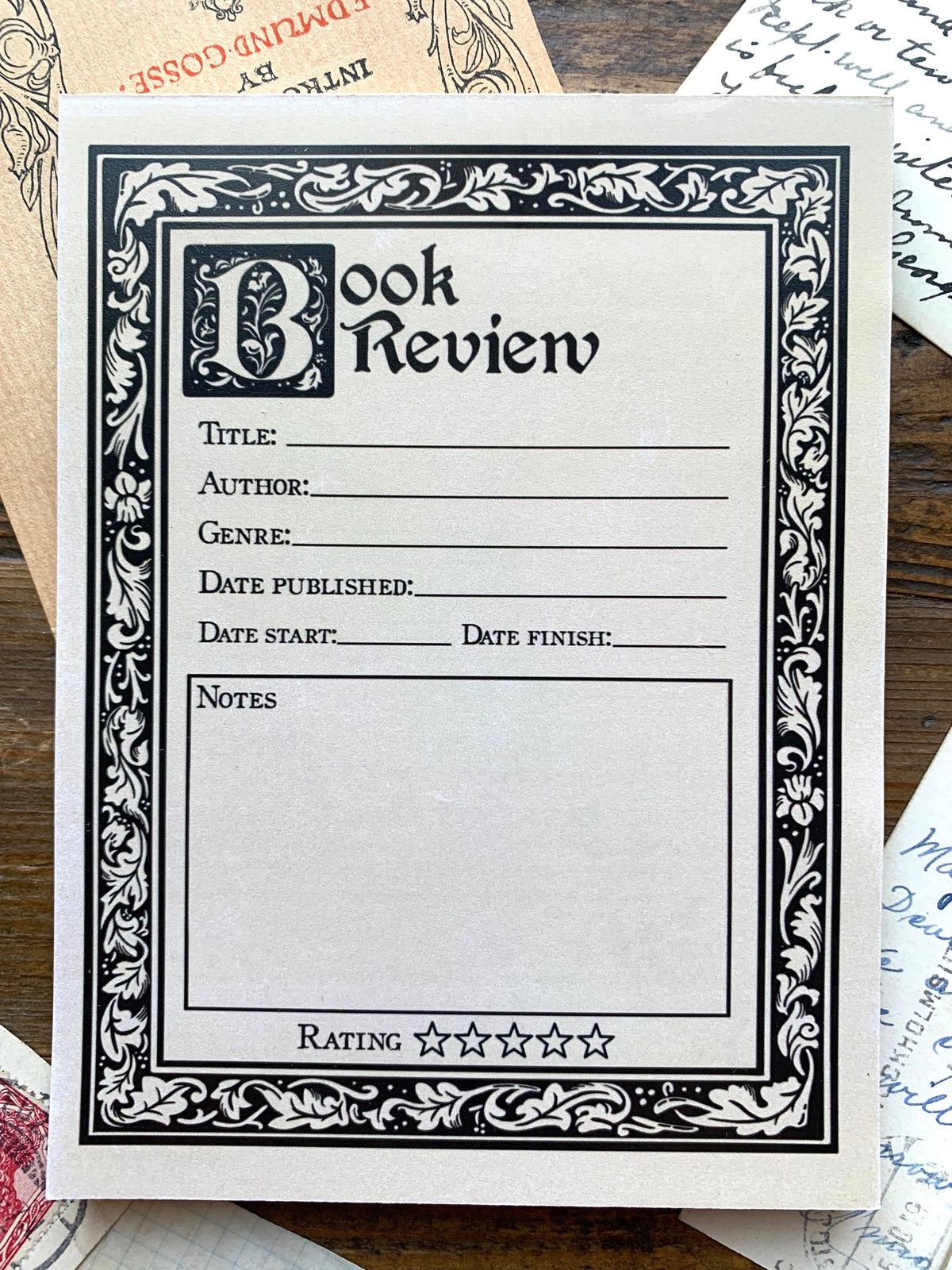 Reader's Book Review Notepad