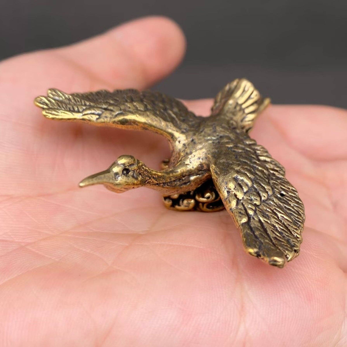 Brass Flying Crane Figurine