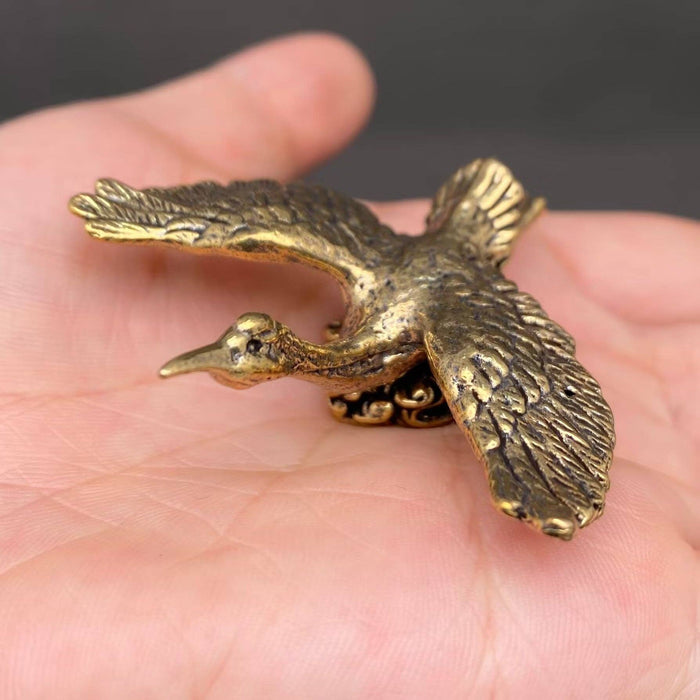 Brass Flying Crane Figurine