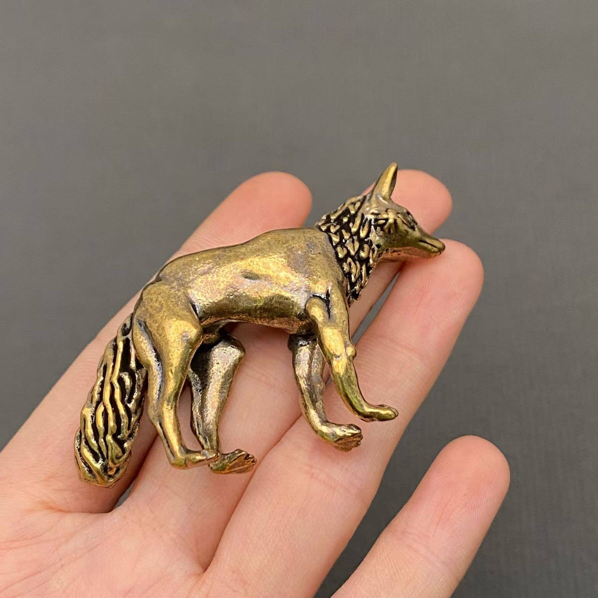 Brass Maned Wolf Figurine