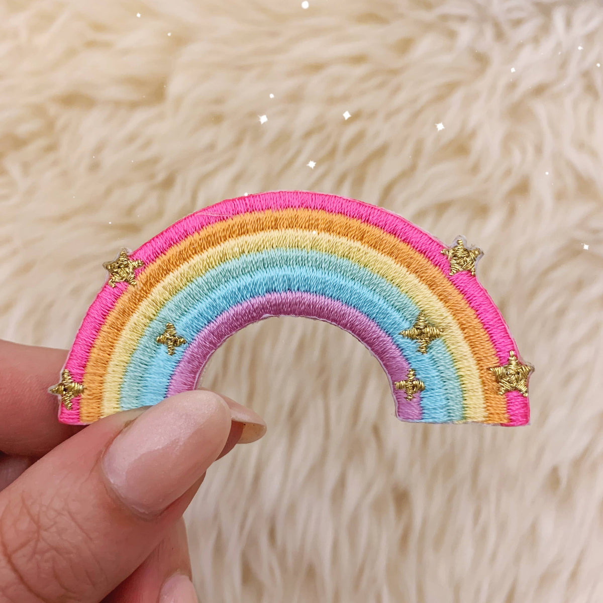 Sparkly Rainbow Embroidered Patch