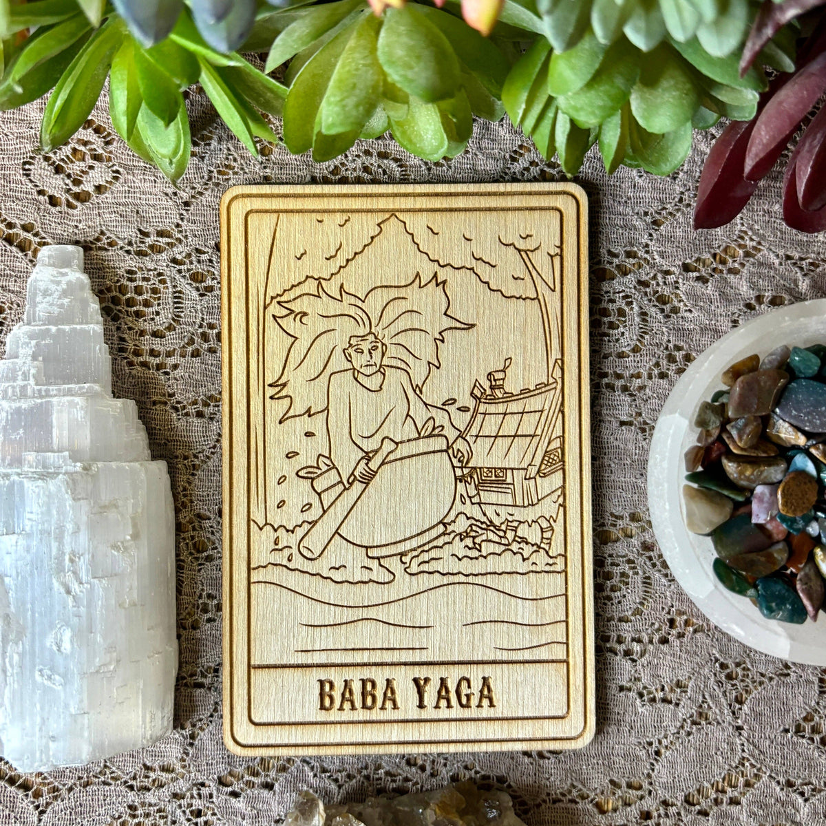 Baby Yaga Deity Card | Altar Decor | Wall Art | Shelf Leaner