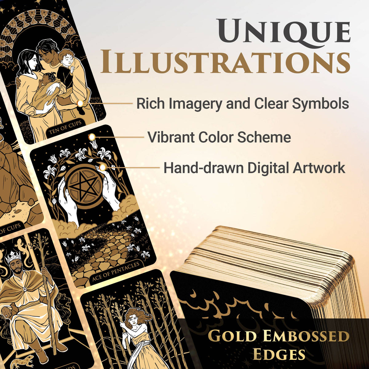 Wyspell Starlight Tarot Cards: Gold Edition