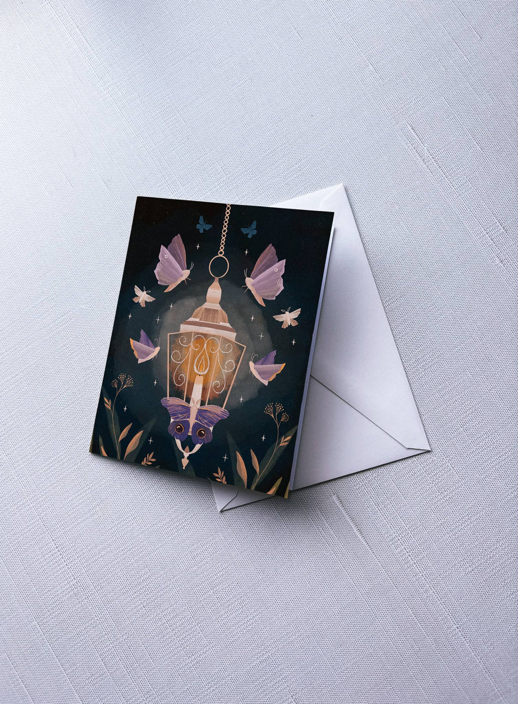 Moth to Lanterns Greeting Card