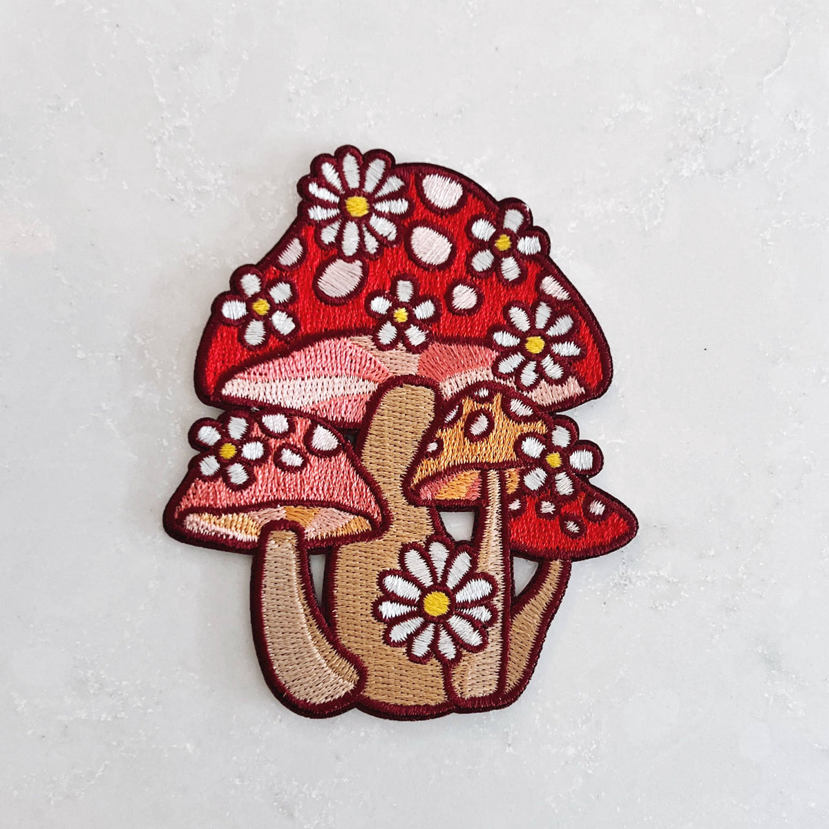 Retro Mushrooms & Daisies Embroidered Patch