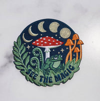 See the Magic Embroidered Patch with Mushrooms & Moon Phases