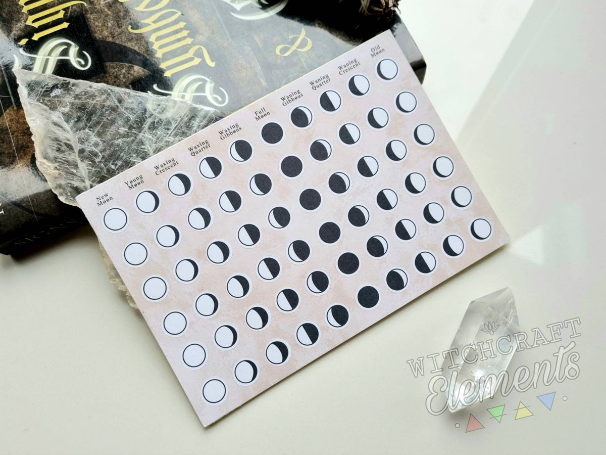 Moon Phases Reference Sticker Sheet
