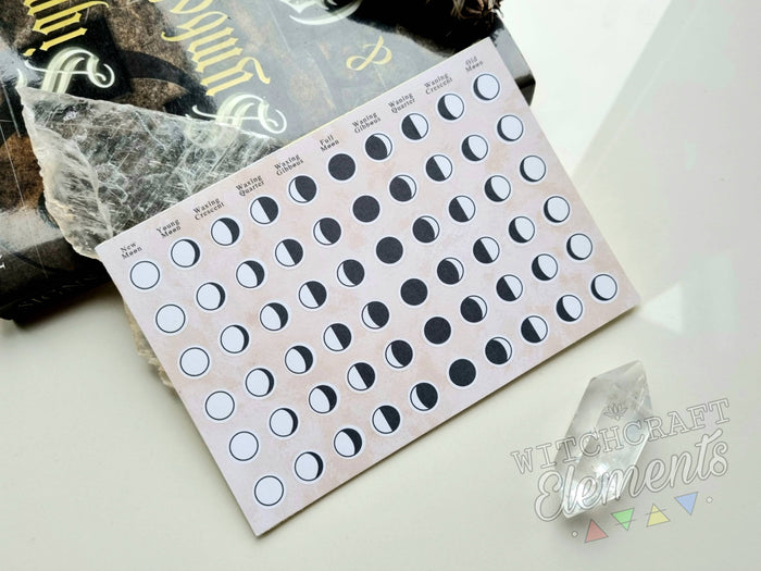 Moon Phases Reference Sticker Sheet