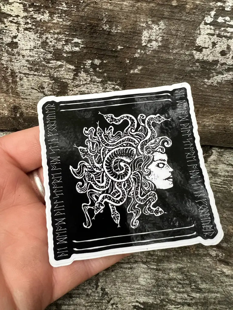 Medusa Vinyl Sticker with Runes