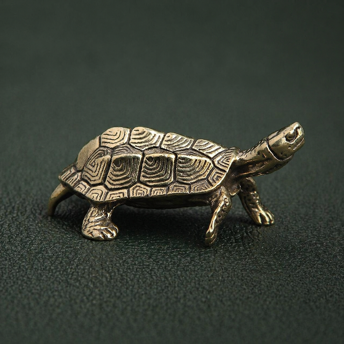 Antique Brass Longevity Turtle Figurine
