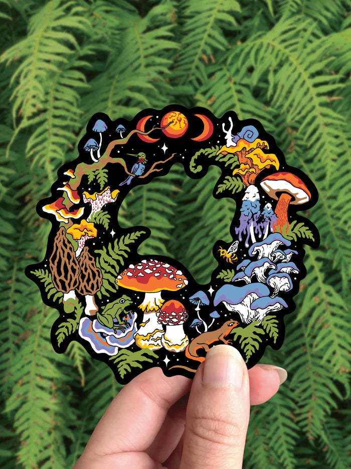 Mushroom Fairy Wreath Vinyl Sticker
