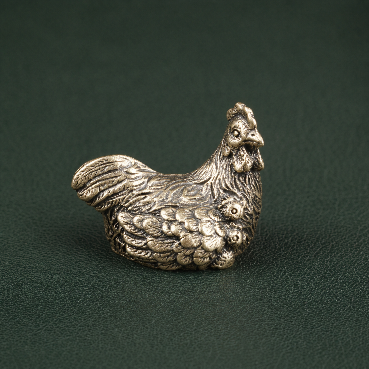 Antique Brass Roosting Hen Figurine